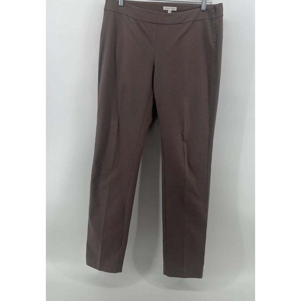 Eileen Fisher Pants Womens Small Brown Organic Cotton Ankle Zip Side Zip Capsule